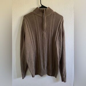 Mens Oscar De La Renta Half Zip Pullover Sweater Brown Size XL